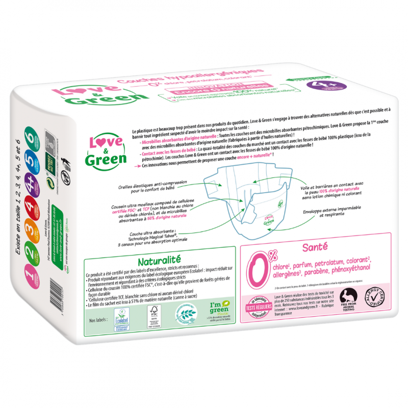 Acheter Couches Hypoallergeniques T4 De 9 A Kg Bebe Love Green