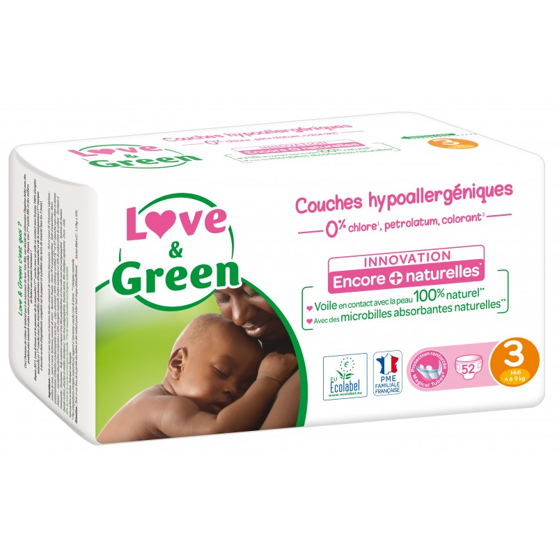 Acheter Couches Hypoallergeniques T3 De 4 A 9 Kg Bebe Love Green