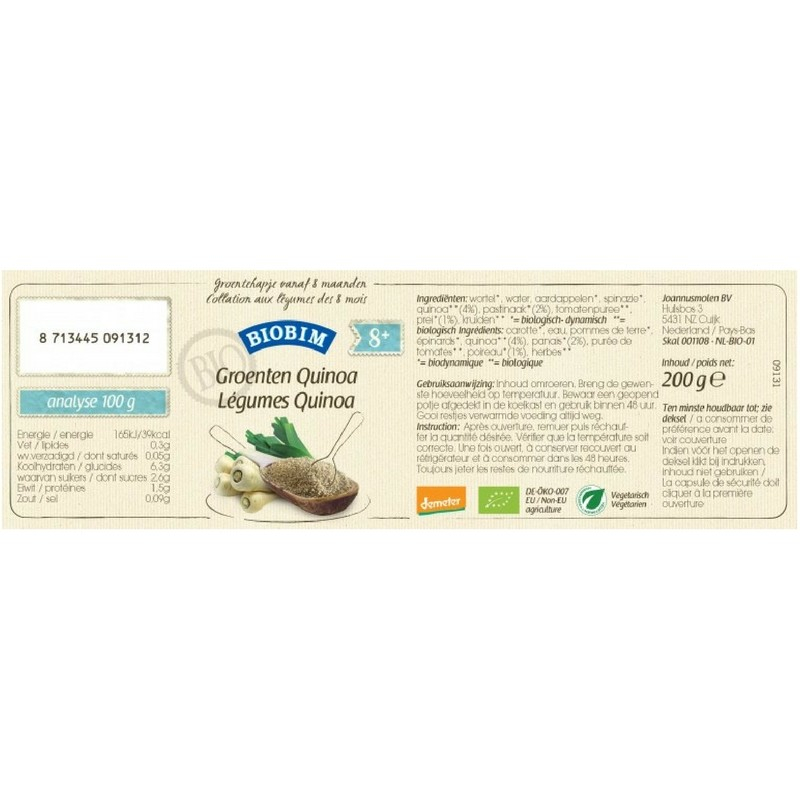 Biobim Puree De Legumes Et Quinoa Pour Bebes A Partir De 8 Mois Biobim Puree De Legumes Et Quinoa Pour Bebes A Partir De 8 Mois