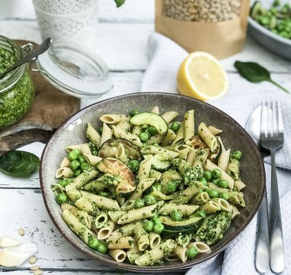 Pâtes au pesto et courgettes