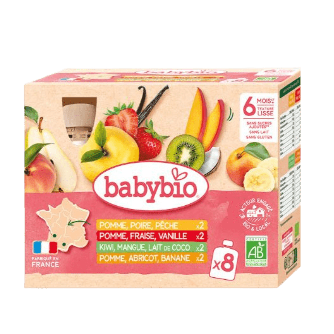 Gourdes Brassé Poire Babybio - Lait De Brebis Français, 4x85g - Bio, Dès 6 Mois - Goûter Sain Et Innovant
