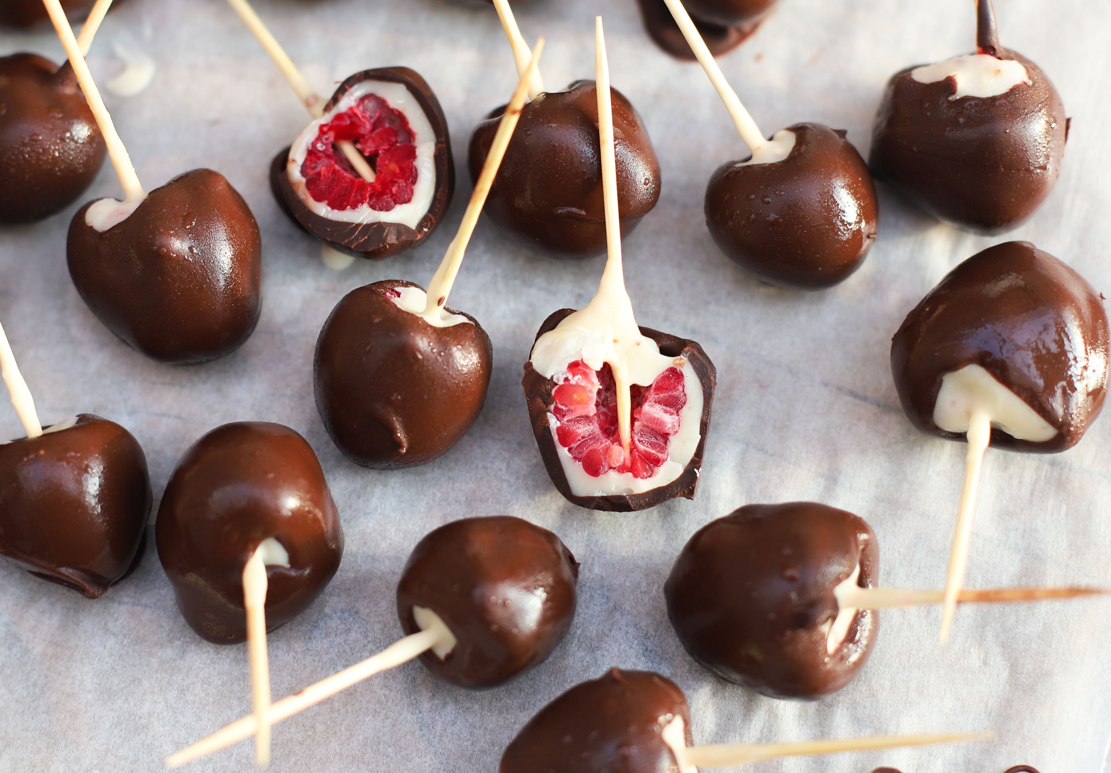 Bevroren frambozen chocolade hapjes Franui stijl