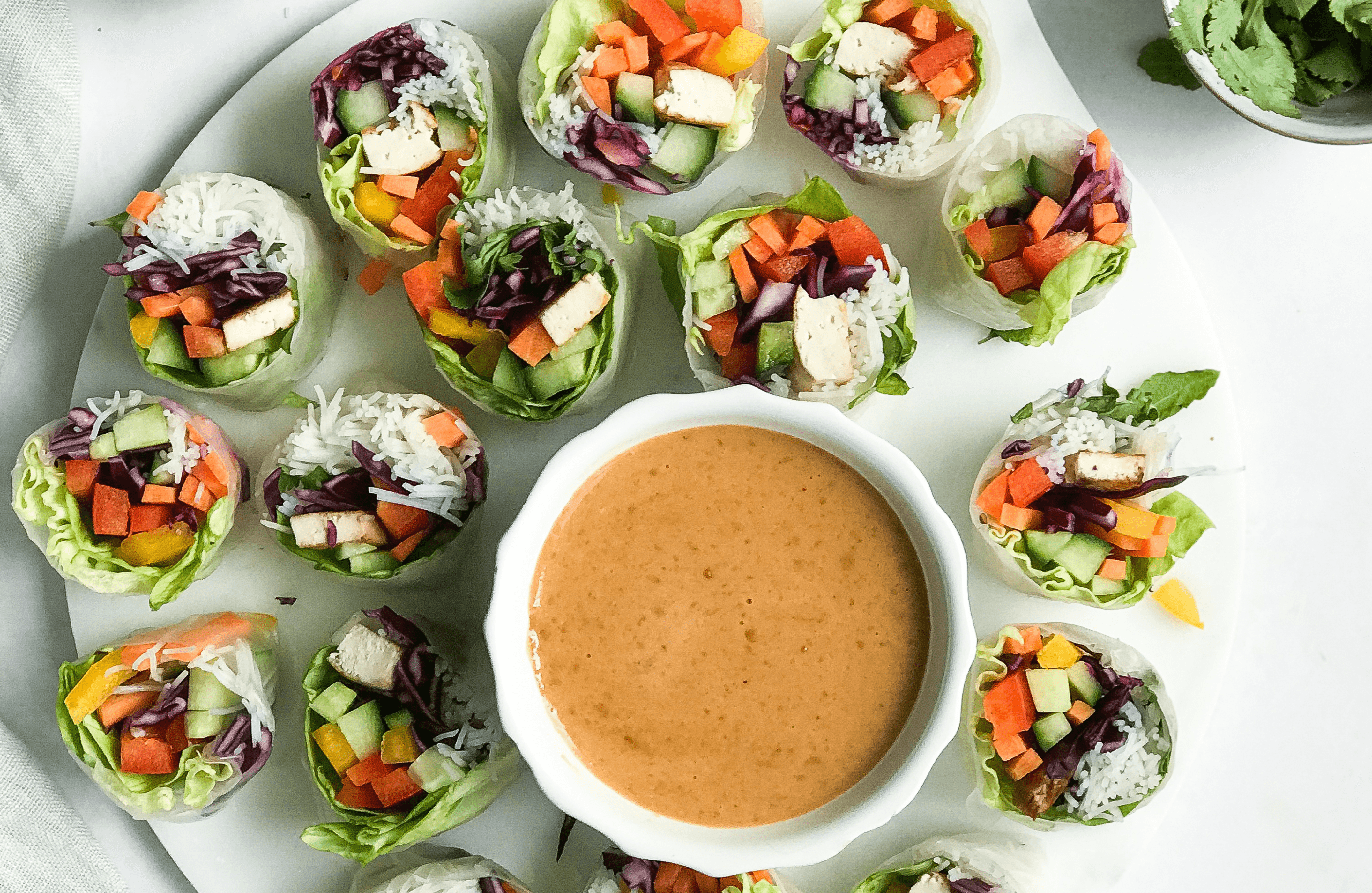 Vegan loempia's en hun pindakaassaus