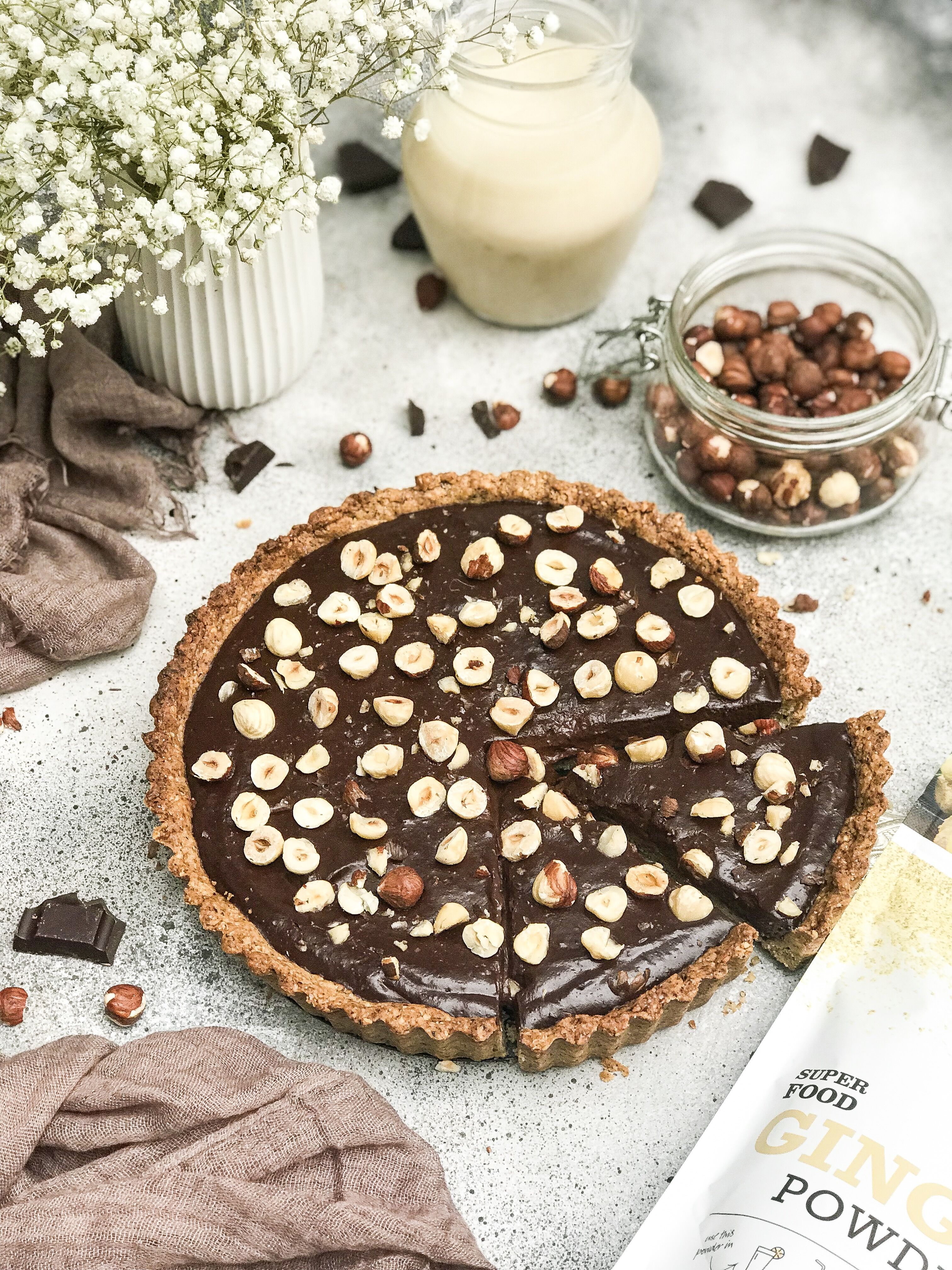 Tarte au chocolat, noisette et gingembre