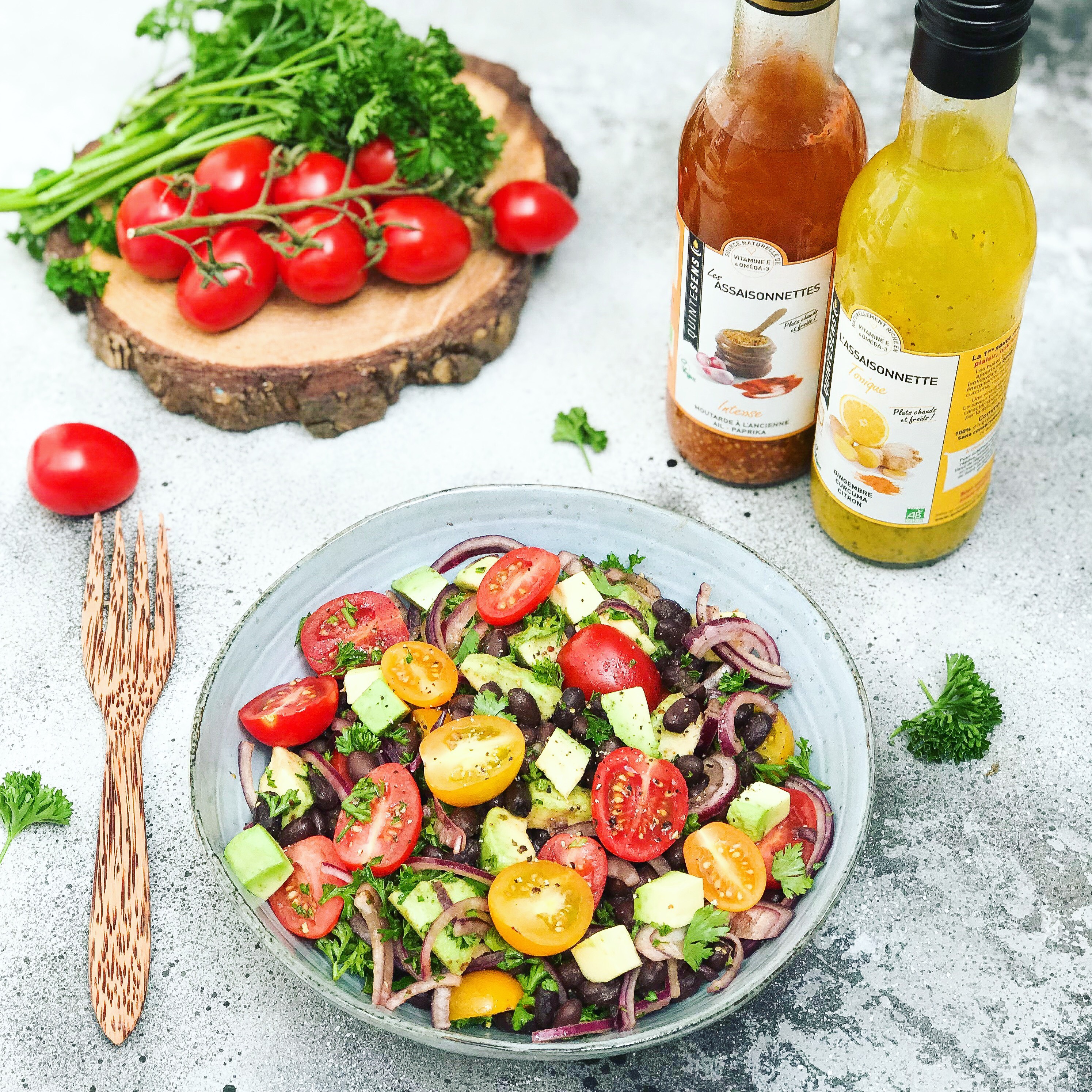 Salade fraicheur d'été, vinaigrette au gingembre et citron