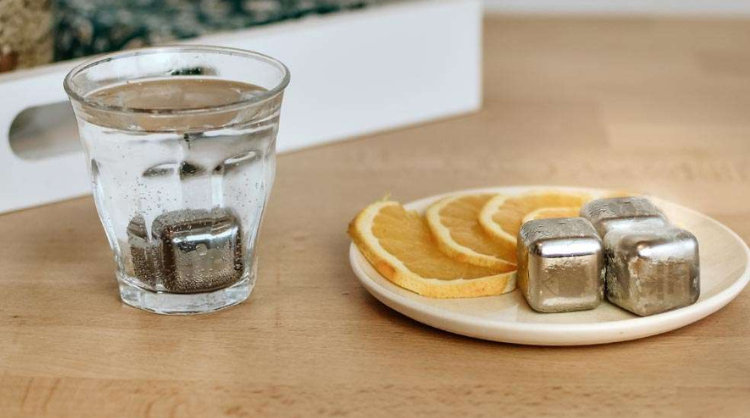 Reusable stainless steel ice cubes for a zero waste beverage!